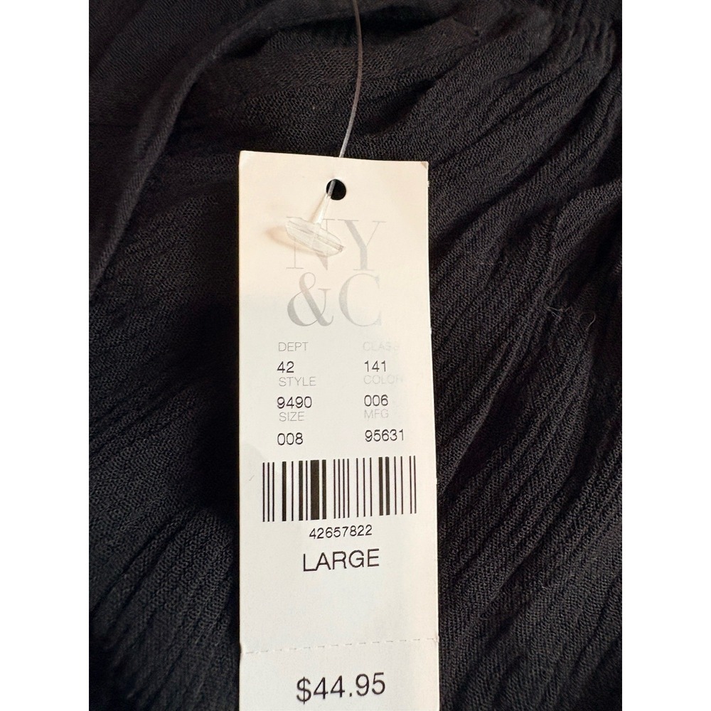 NY &C New York Company Black Sleeveless Women's Large Top Shirt Lace Tassels NWT - Picture 5 of 6